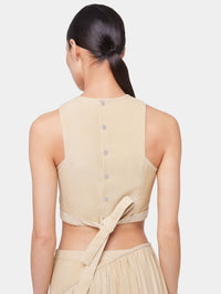 OCHRE CROP TOP IN VISCOSE TWILL