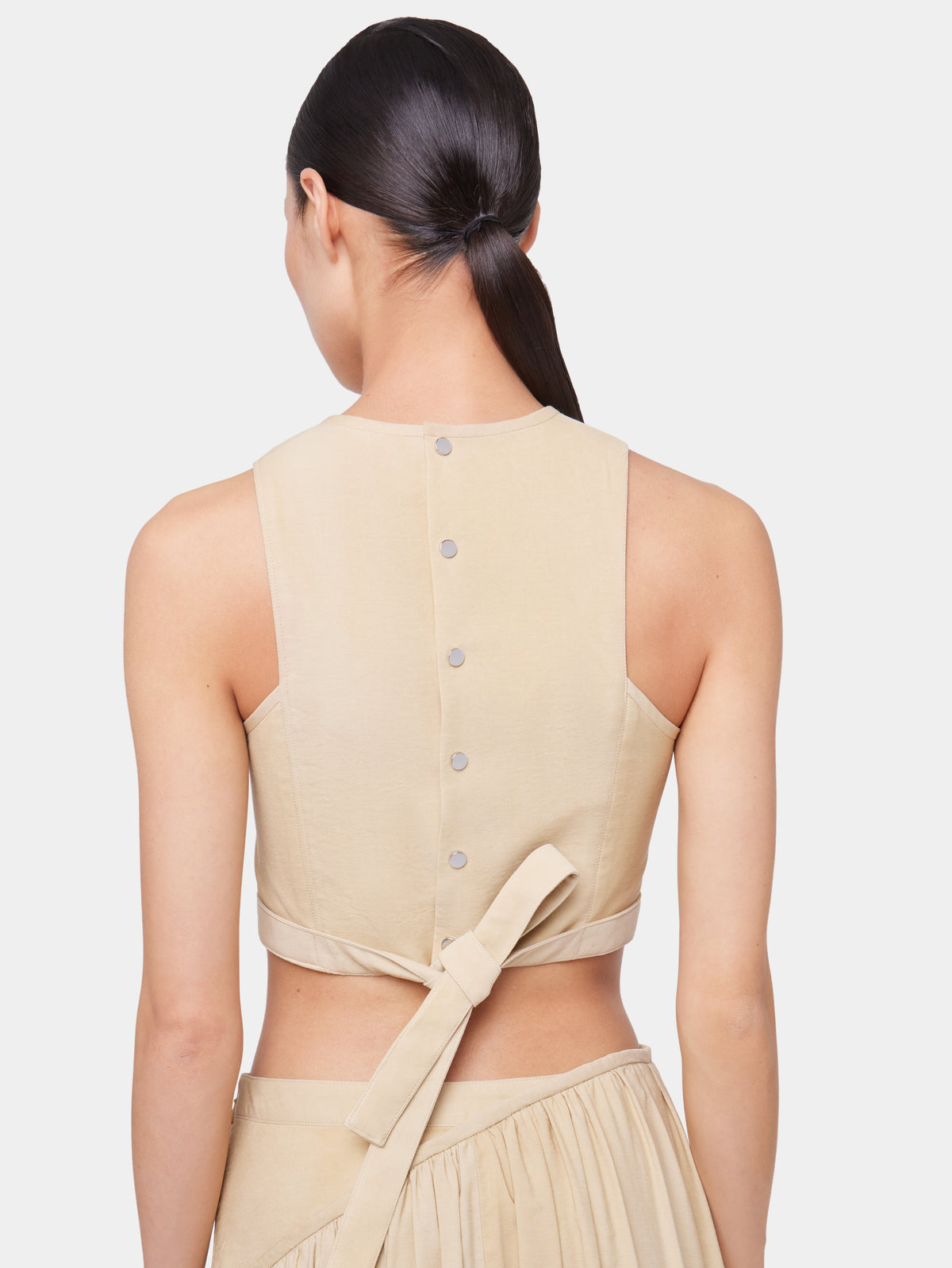 OCHRE CROP TOP IN VISCOSE TWILL