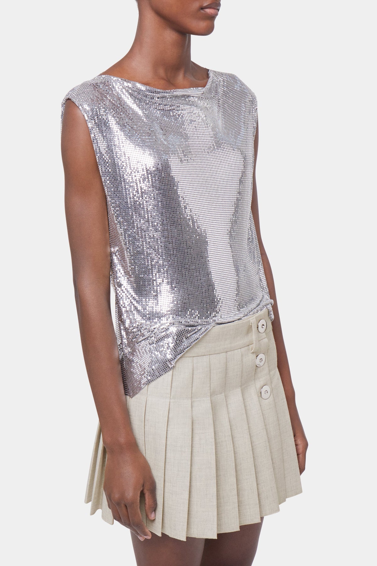 Débardeur drapé en minimesh - Silver