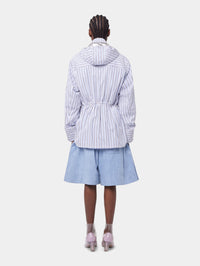 LIGHT BLUE HOODED PARKA IN COTTON POPLIN
