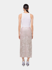 LIGHT PINK LONG SKIRT IN LACE WITH SILVER INDUCTION