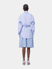 STRIPED WHITE AND BLUE SHIRT IN COTTON POPLIN