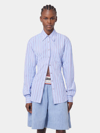 STRIPED WHITE AND BLUE SHIRT IN COTTON POPLIN