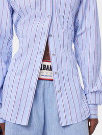 STRIPED WHITE AND BLUE SHIRT IN COTTON POPLIN