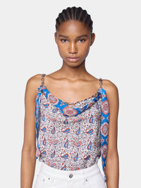 Tank top in printed satin