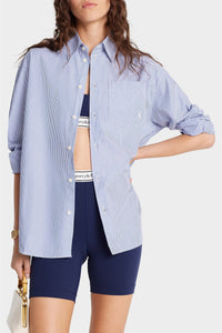 Chemise SRC oversize à rayures - White & Navy Stripe