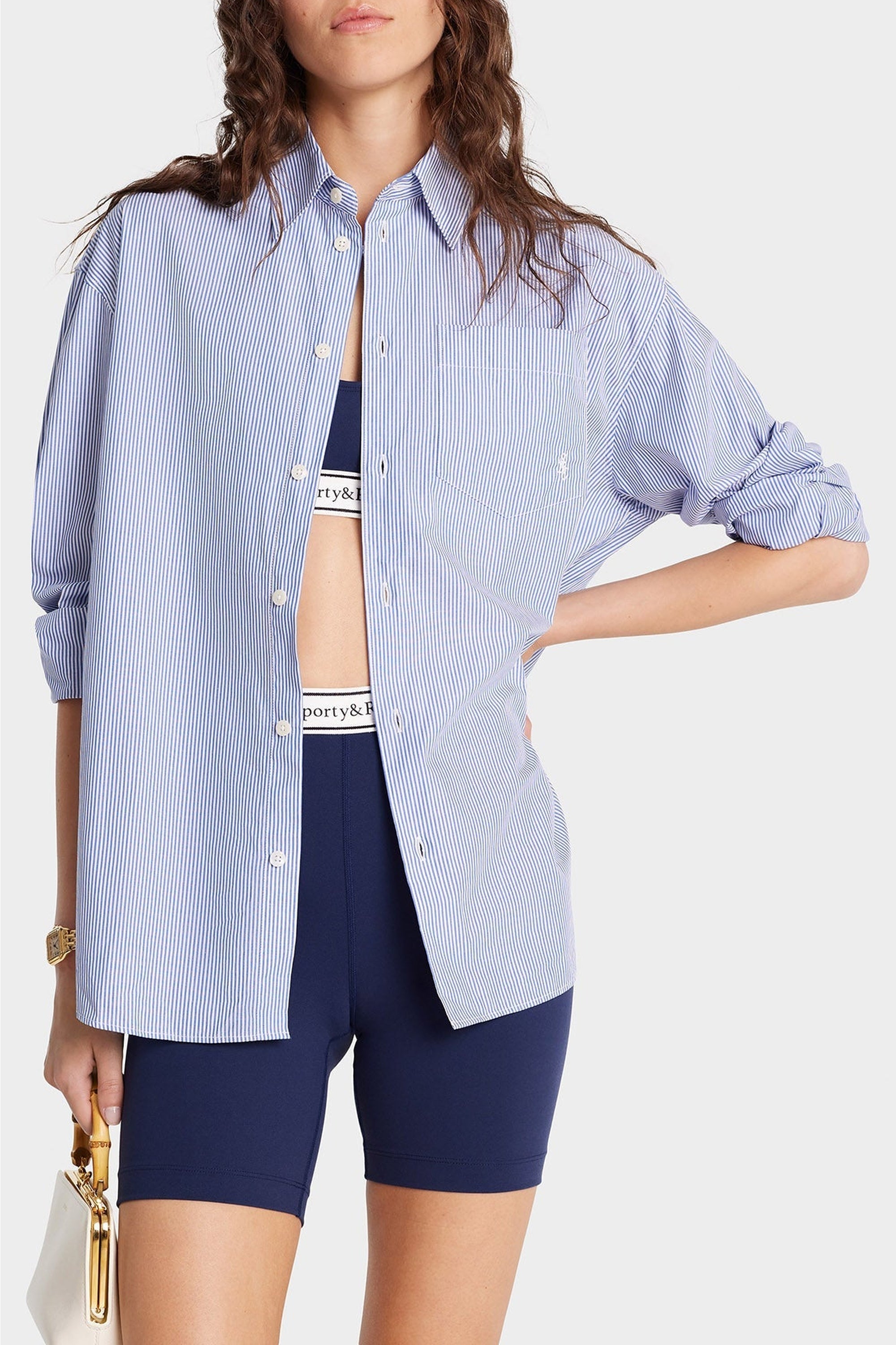 Chemise SRC oversize à rayures - White & Navy Stripe