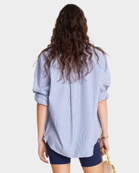 Chemise SRC oversize à rayures - White & Navy Stripe