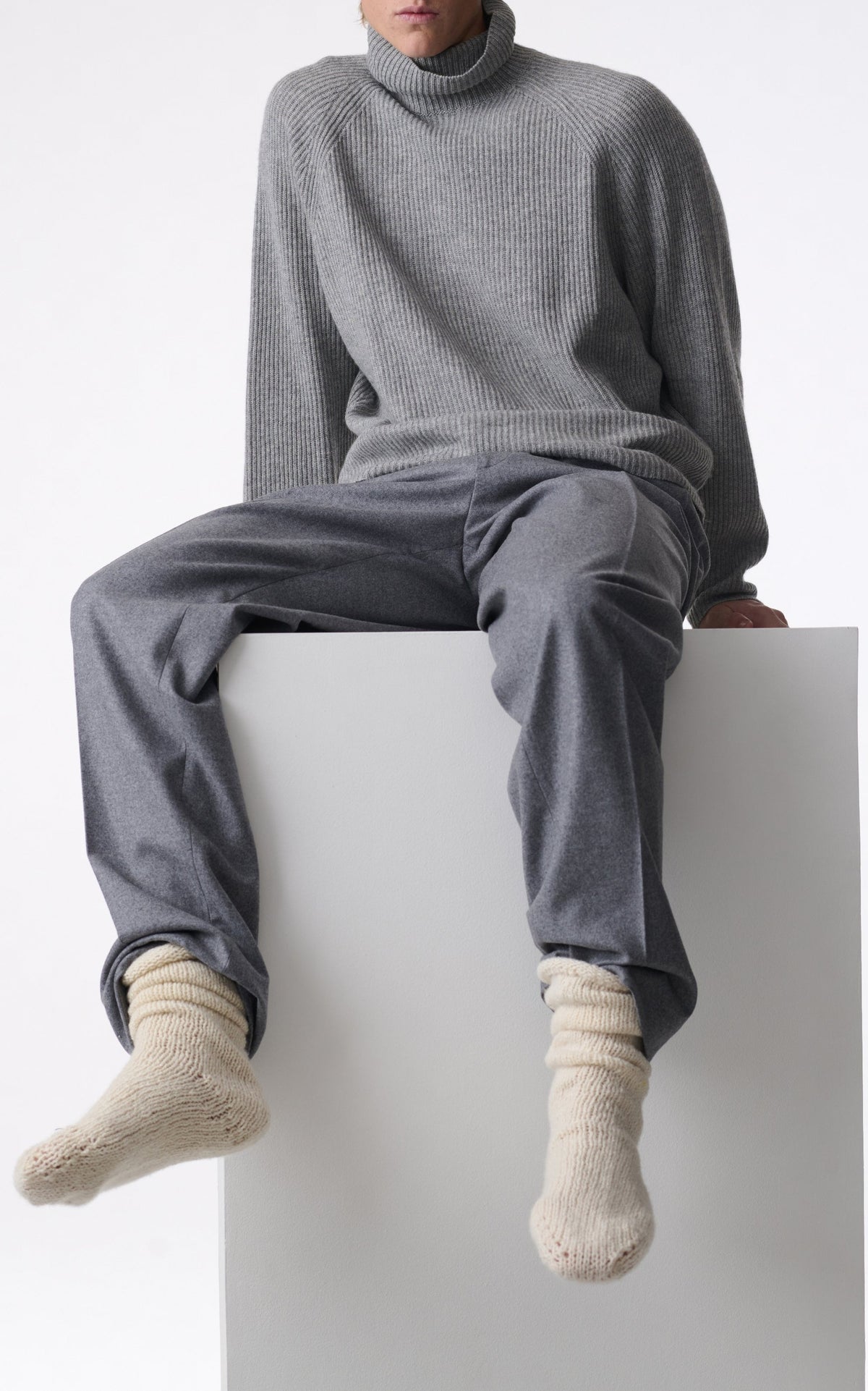 Ivory / Chaussettes Nikola en cachemire - Ivory