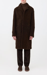 Chocolate / Manteau Teddy en peau lainée - Chocolate