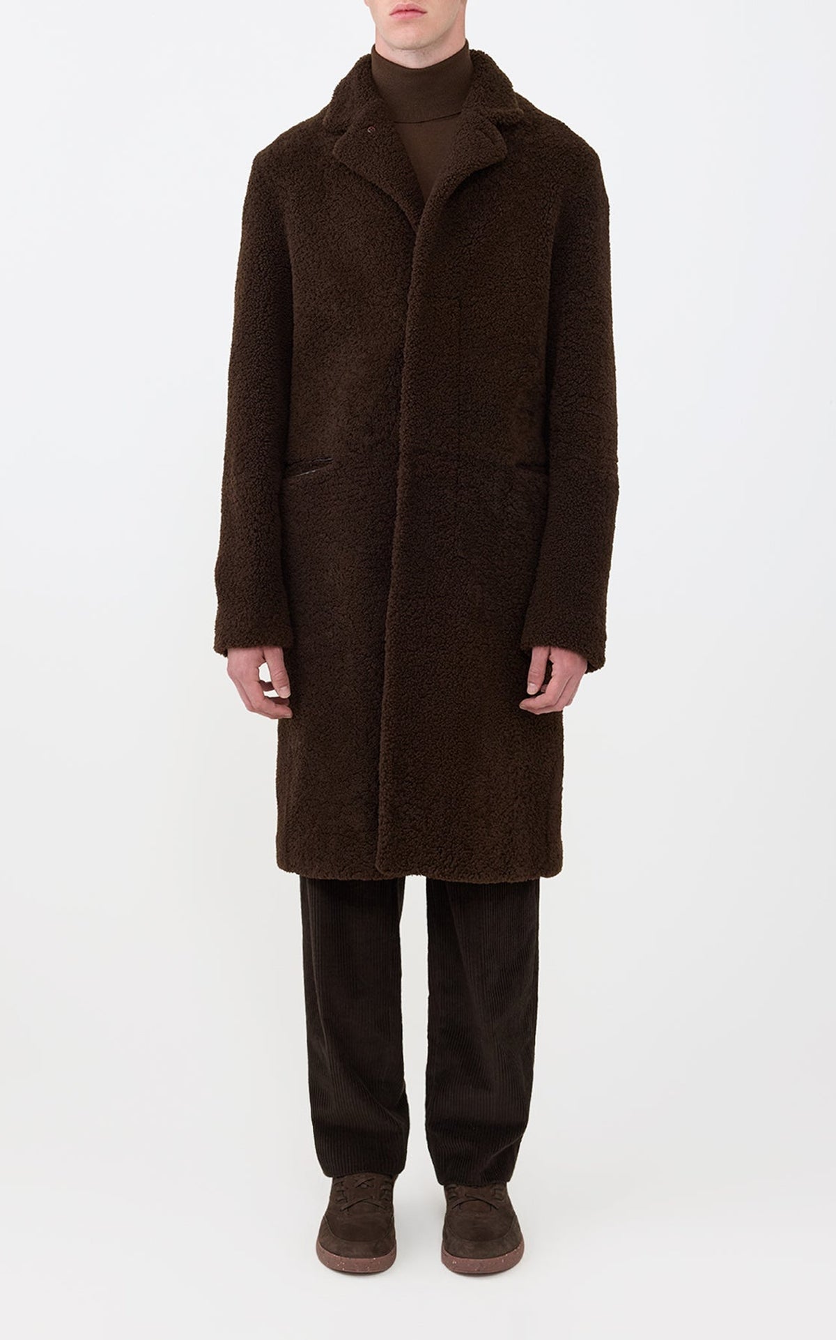 Chocolate / Manteau Teddy en peau lainée - Chocolate