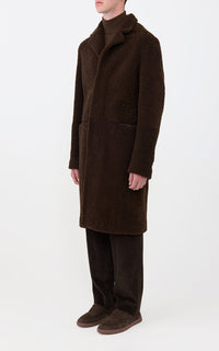 Chocolate / Manteau Teddy en peau lainée - Chocolate