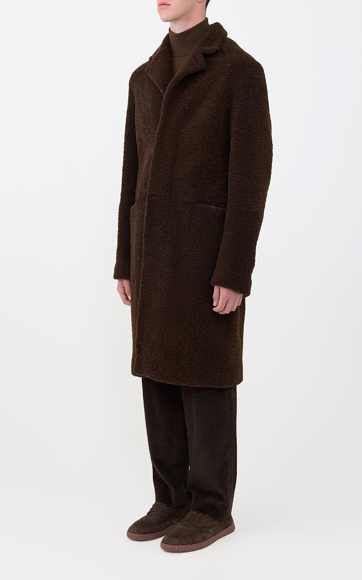 Chocolate / Manteau Teddy en peau lainée - Chocolate