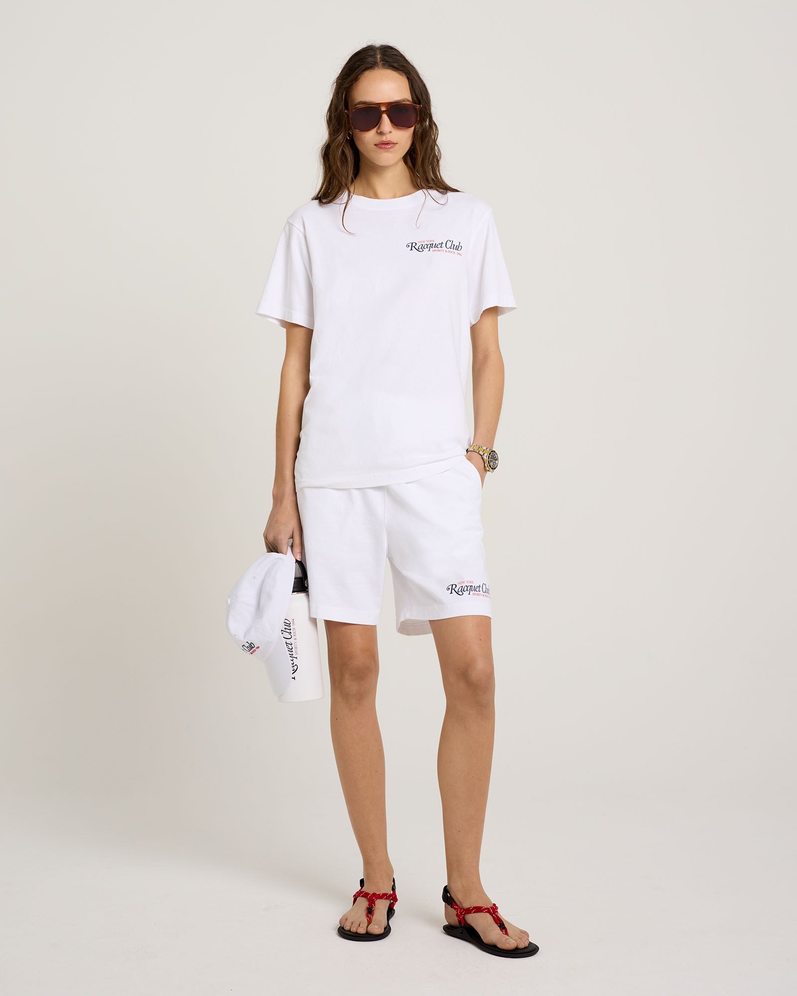 94 Racquet Club Gym Short - White & Navy & Red