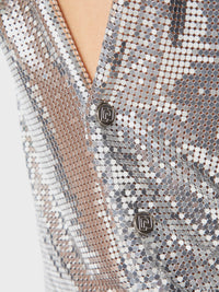 Top in a silver mini mesh