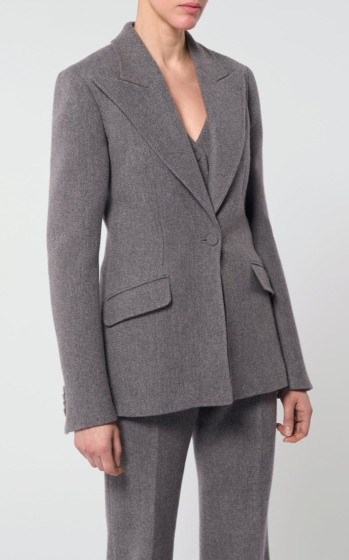 Dark Grey Multi / Veste blazer Leiva en laine et cachemire - Dark Grey Multi