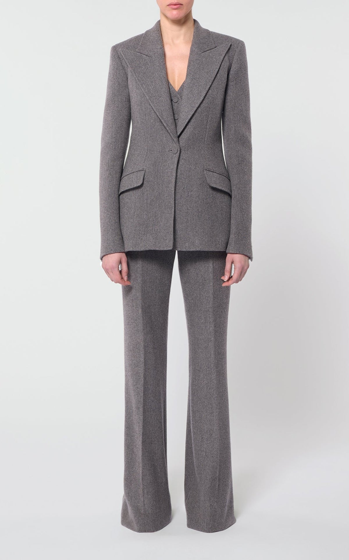 Dark Grey Multi / Veste blazer Leiva en laine et cachemire - Dark Grey Multi