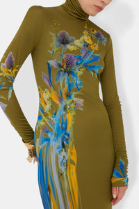 Robe Thistle en jersey - Olive Thistle Print