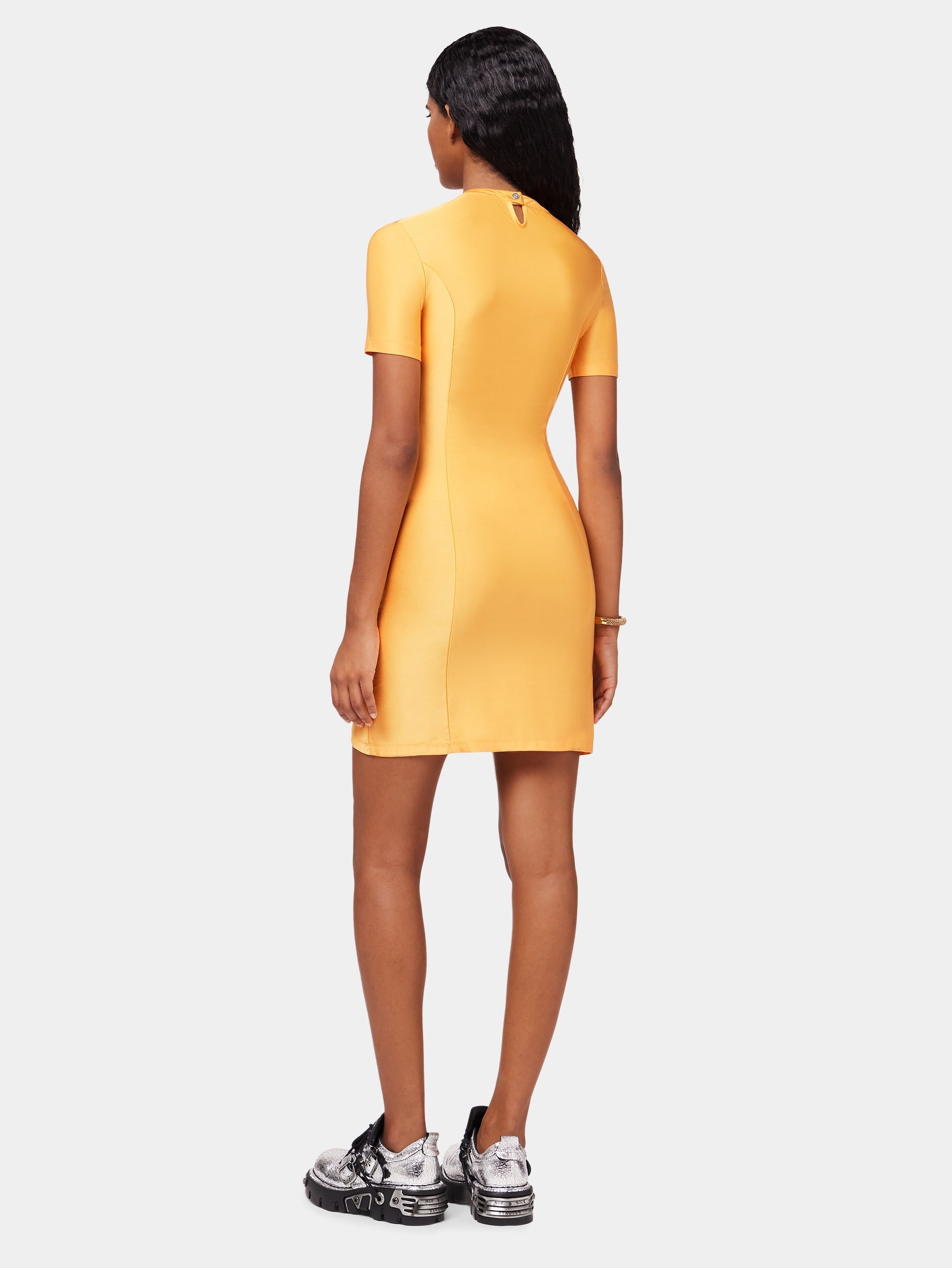 Short draped dress with press studs - Light Orange