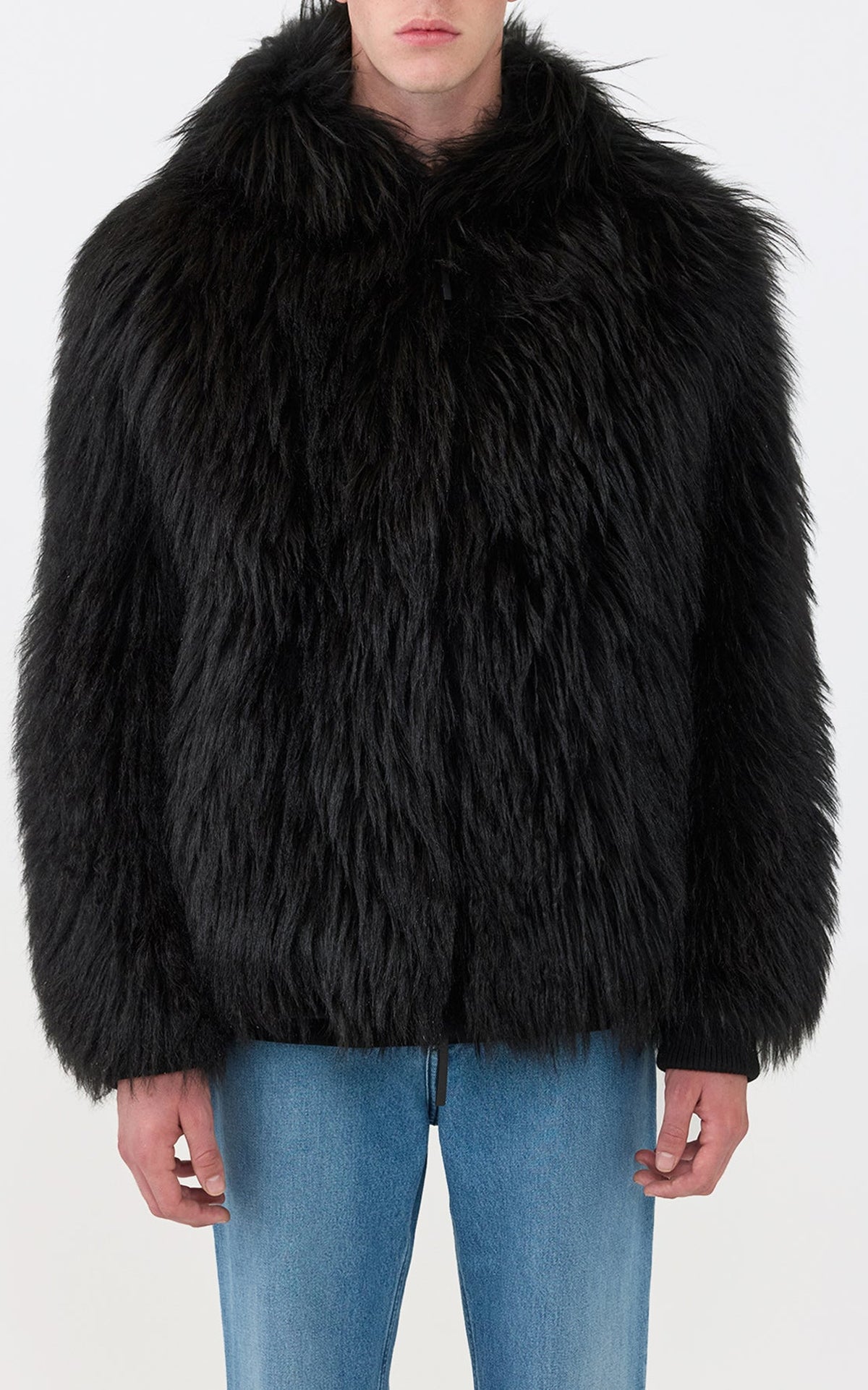 Black / Veste Tom en peau lainée - Black