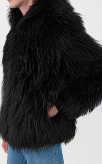 Black / Veste Tom en peau lainée - Black