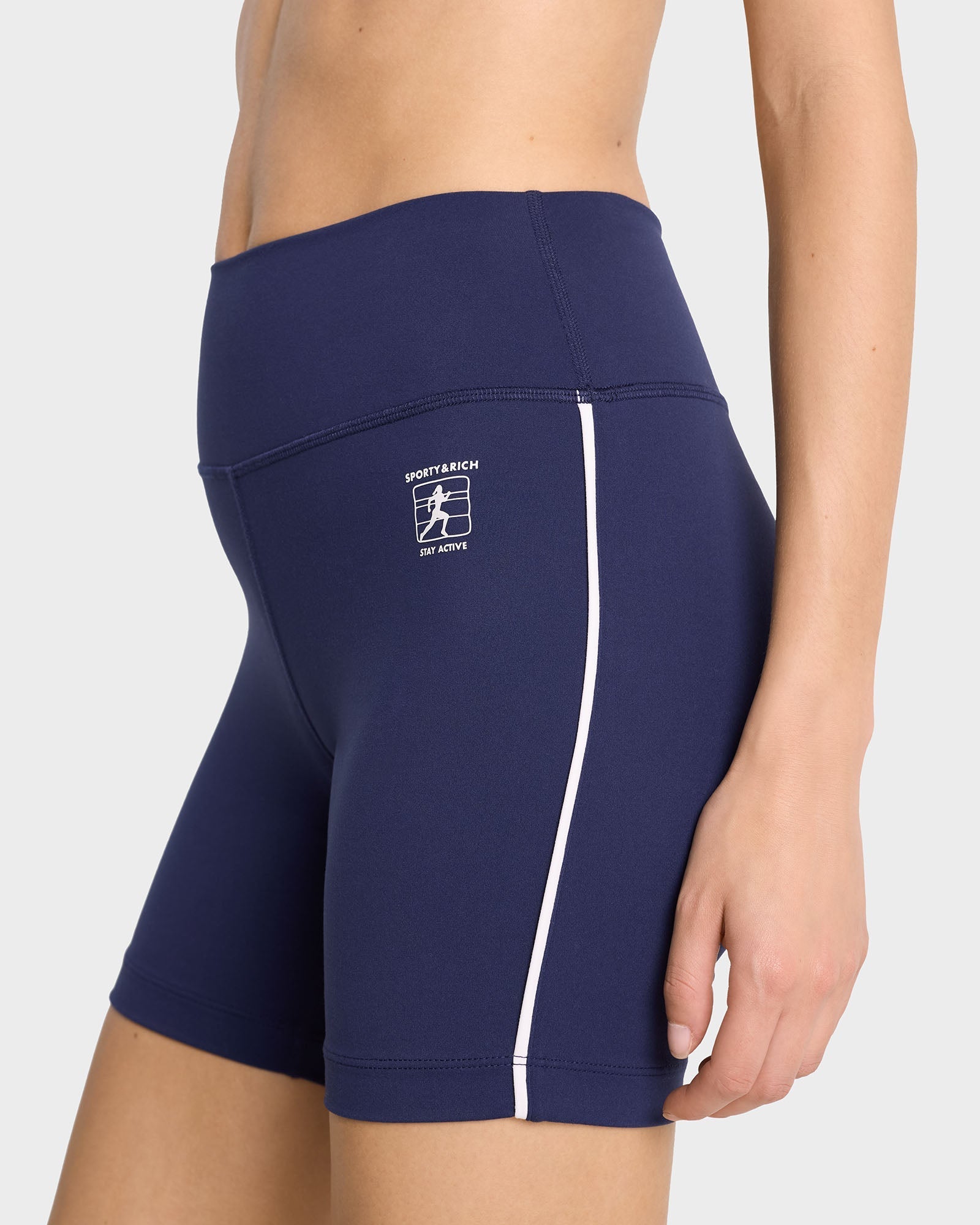 Short cycliste à surpiqûres à liseré - Navy