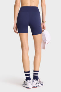 Short cycliste à surpiqûres à liseré - Navy