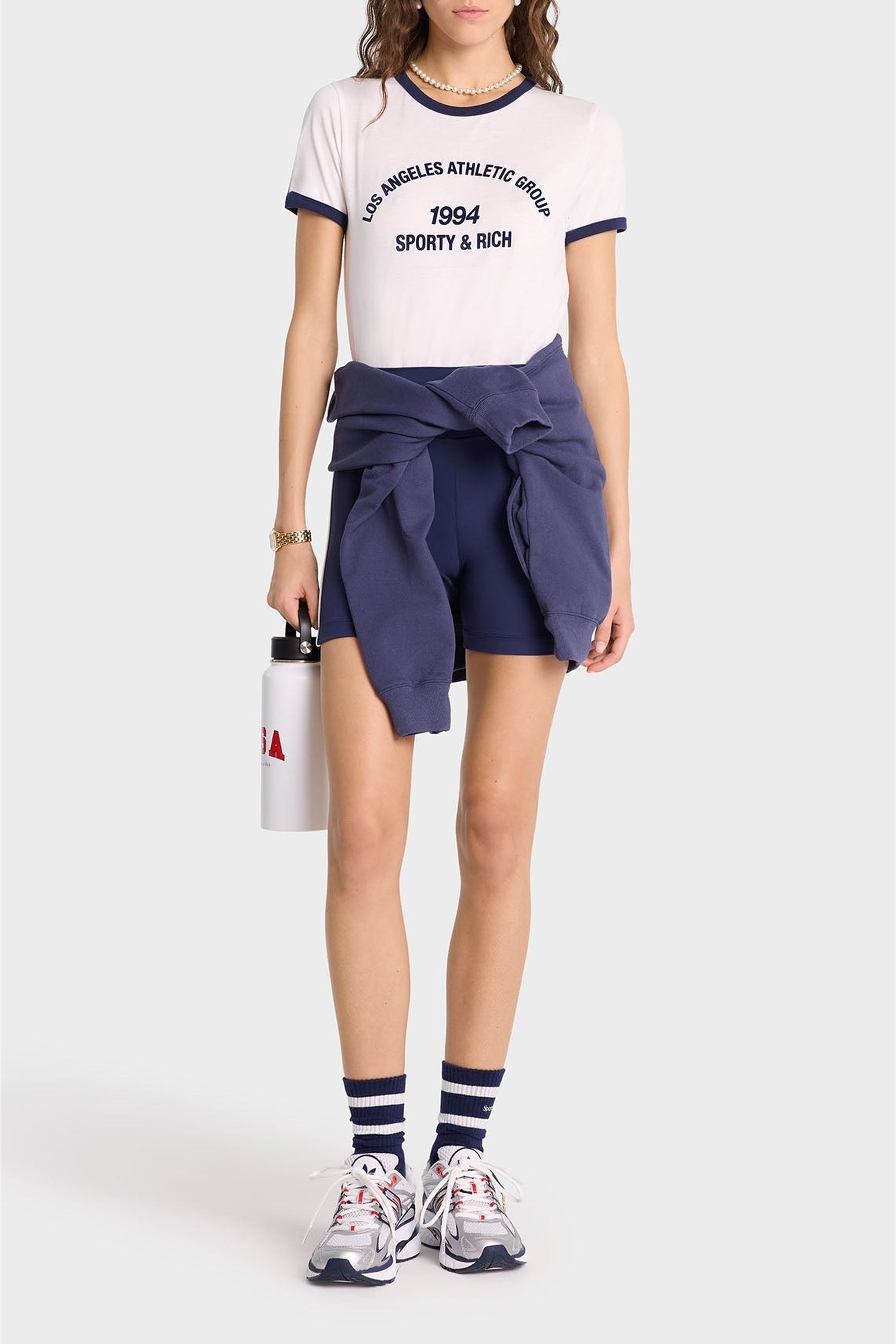T-shirt LA à liseré - White & Navy