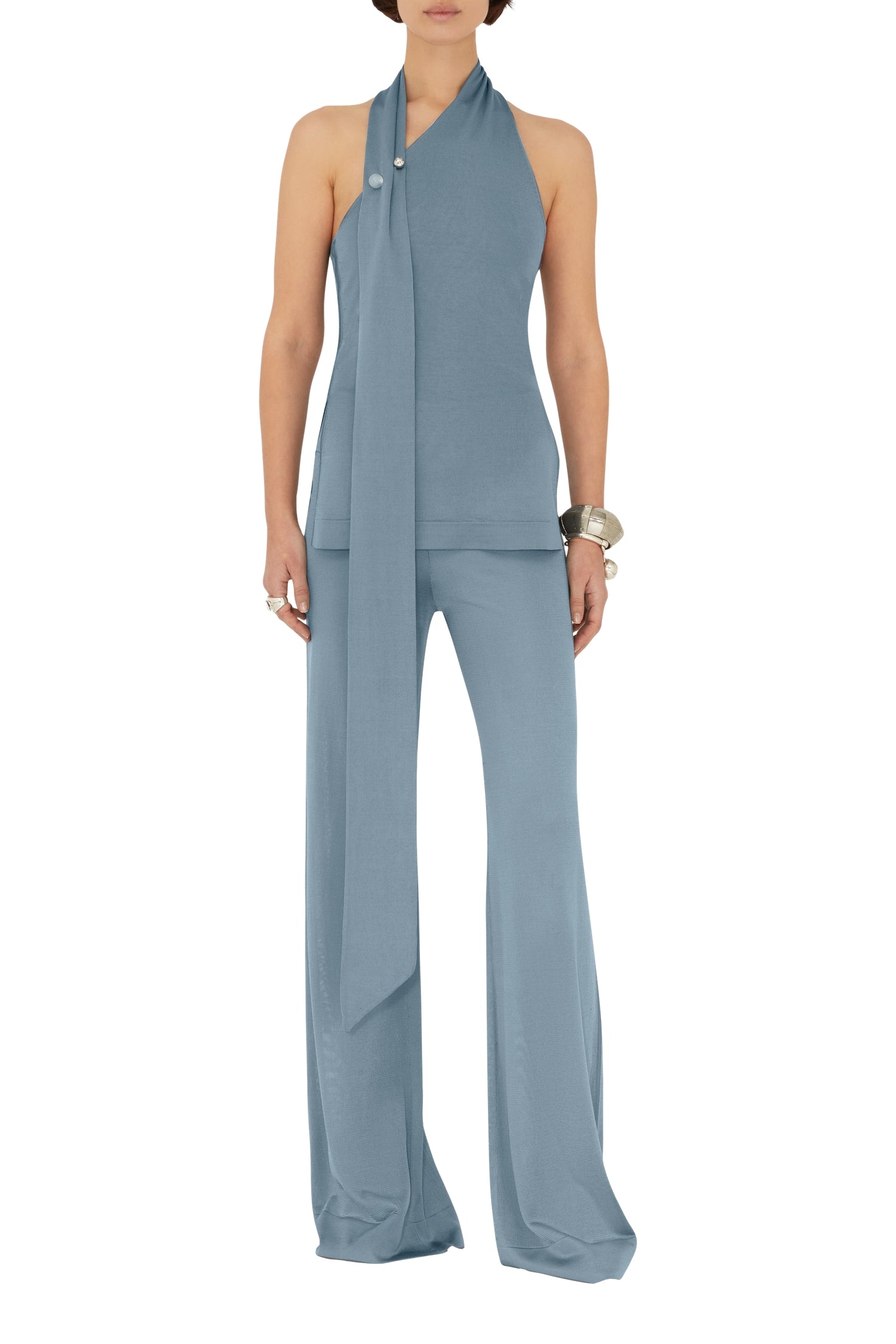 Pantalon ample en maille - Dove Blue