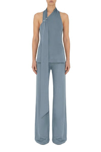 Wide Leg Knit Trouser - Dove Blue