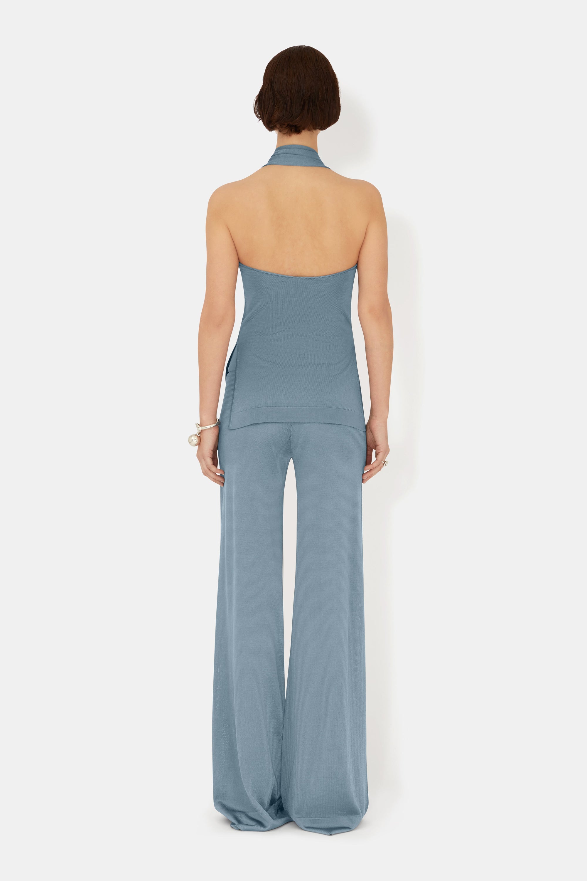 Pantalon ample en maille - Dove Blue