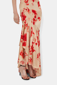 Robe longue Thistle en soie mélangée - Red Thistle Print