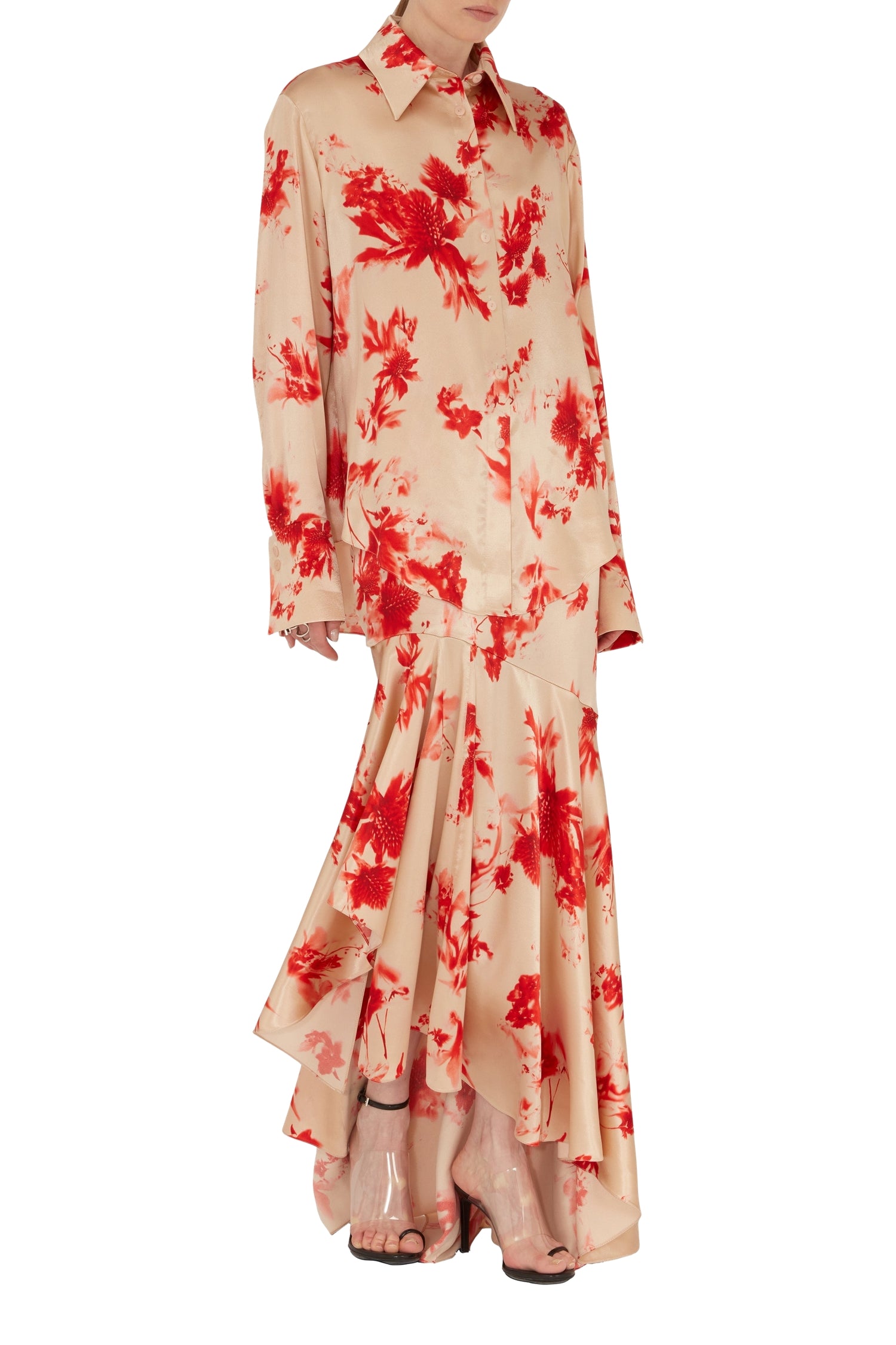 Chemise en soie mélangée - Red Thistle Print