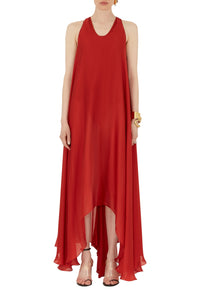 Amorphous silk dress - Tomato