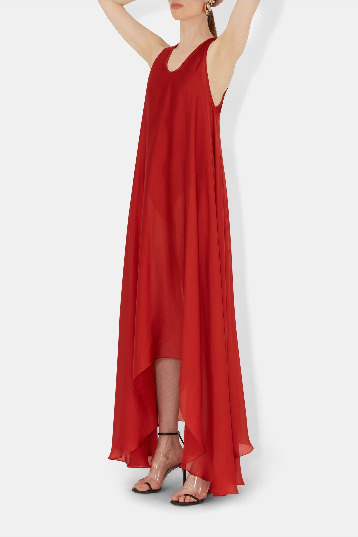 Amorphous silk dress - Tomato