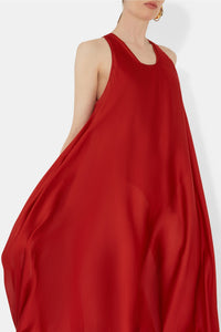 Amorphous silk dress - Tomato