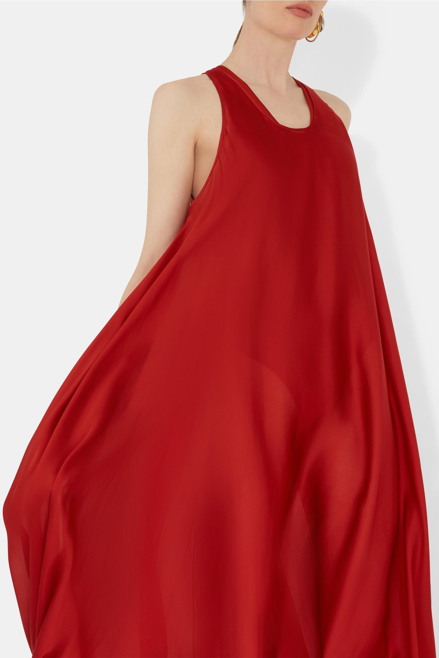 Amorphous silk dress - Tomato