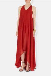 Amorphous silk dress - Tomato