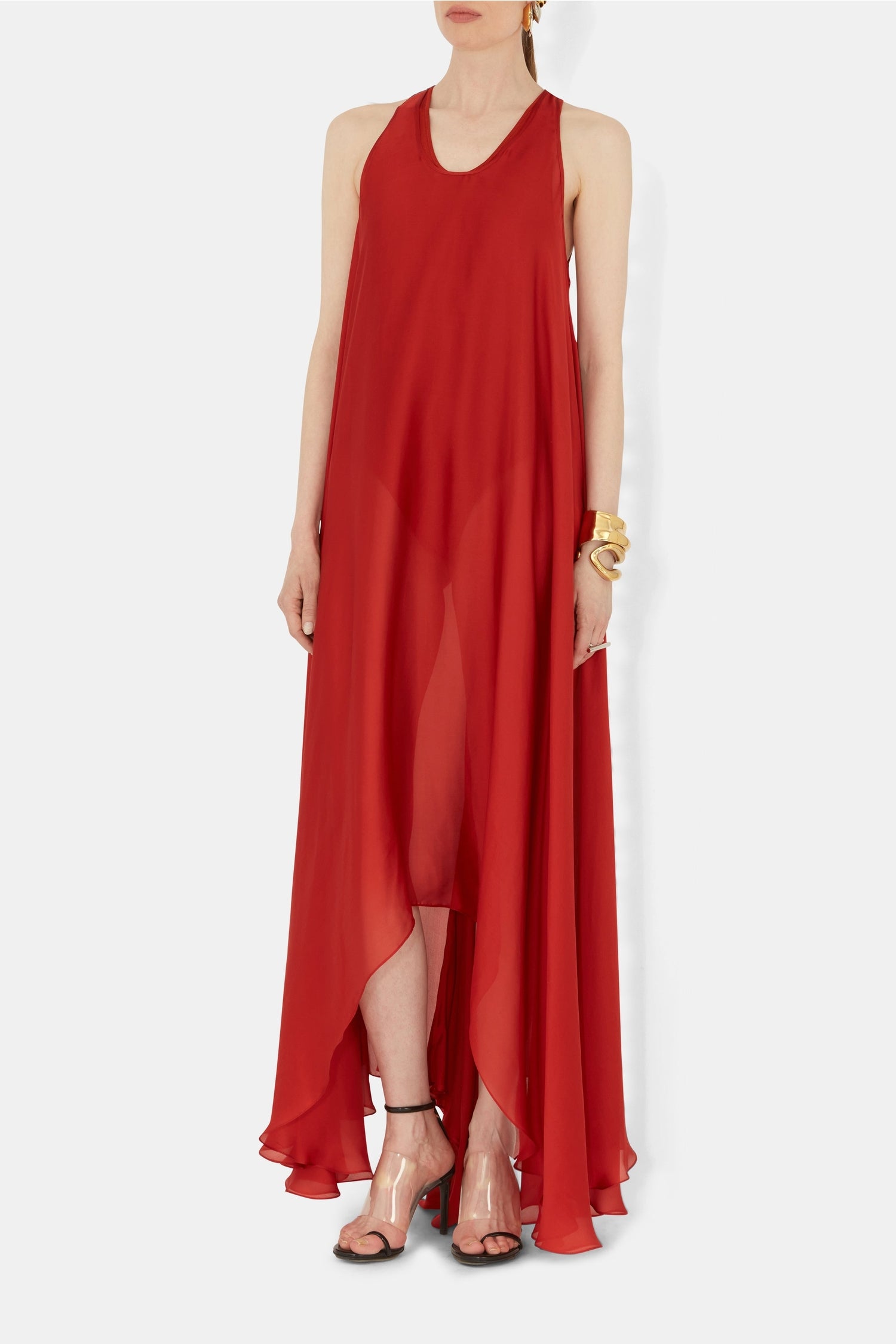 Amorphous silk dress - Tomato