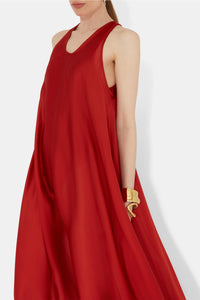Amorphous silk dress - Tomato
