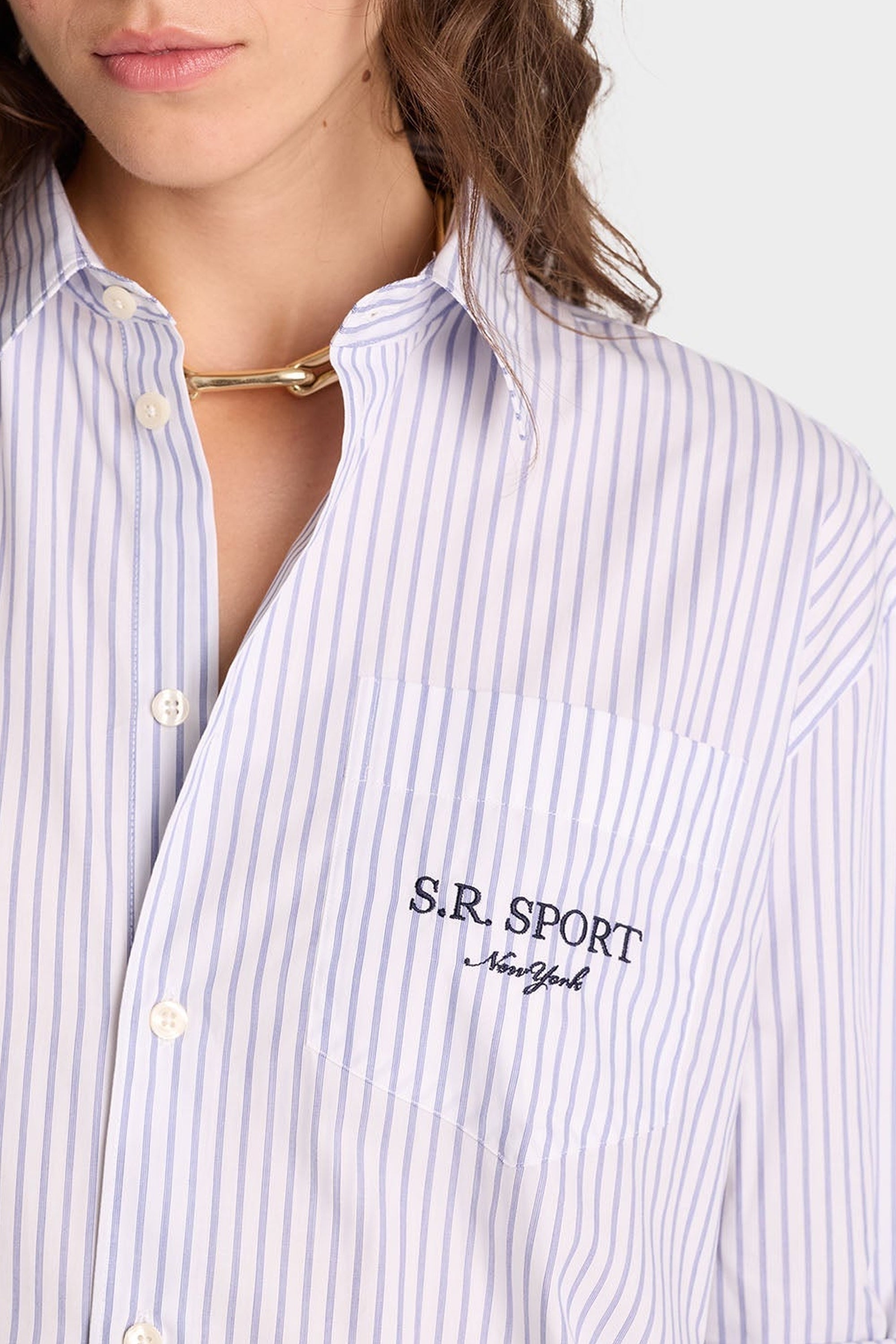 Striped shirt with pocket - White & Navy