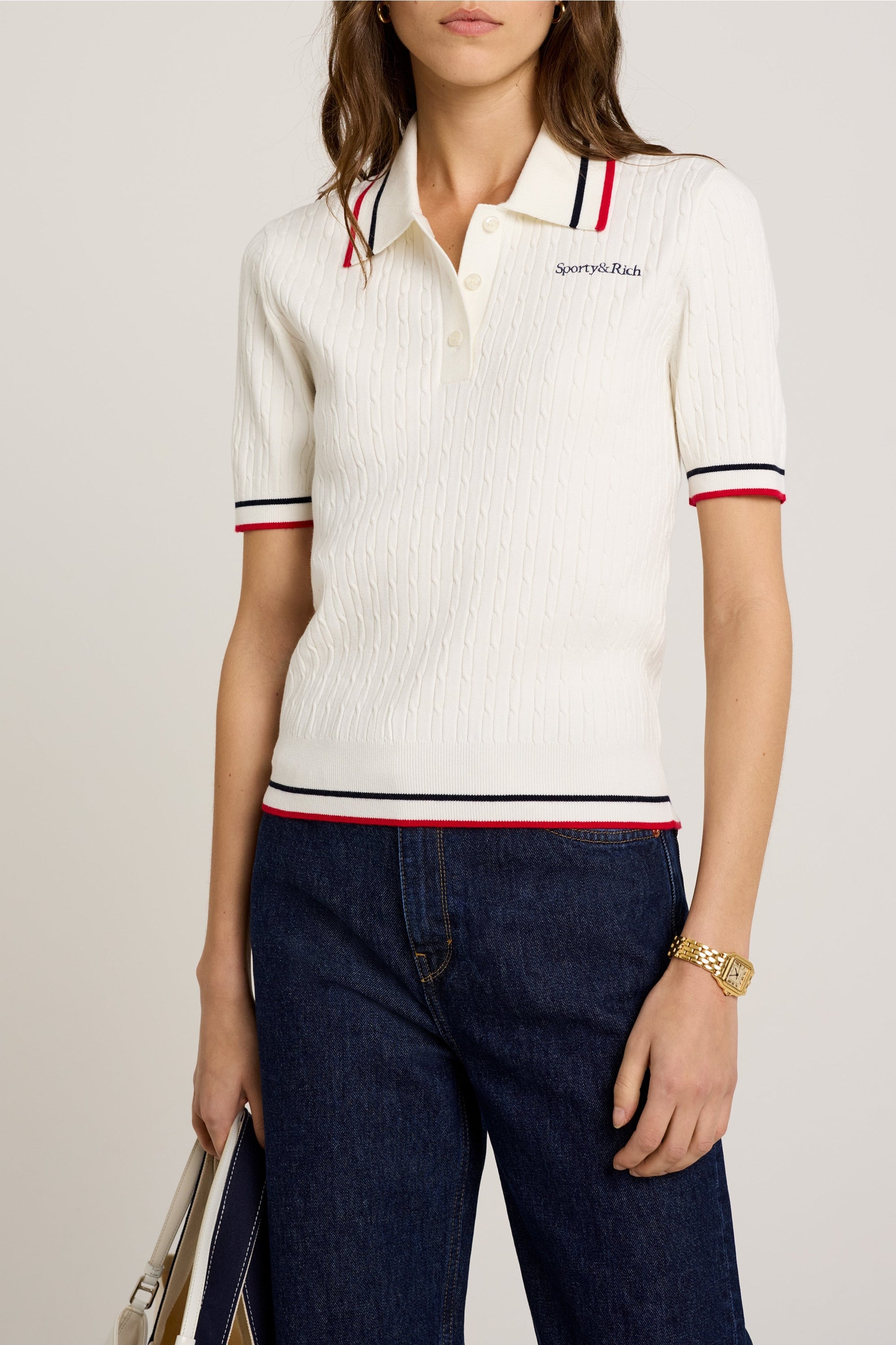 Polo Script avec logo - White