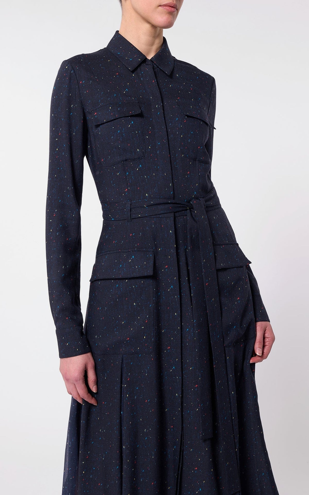 Dark Navy Multi / Robe Meyer en laine - Dark Navy Multi