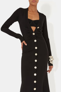 Robe boutonnée en laine - Black