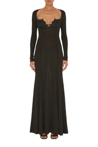 Robe longue bustier Lily Vine en satin - Black