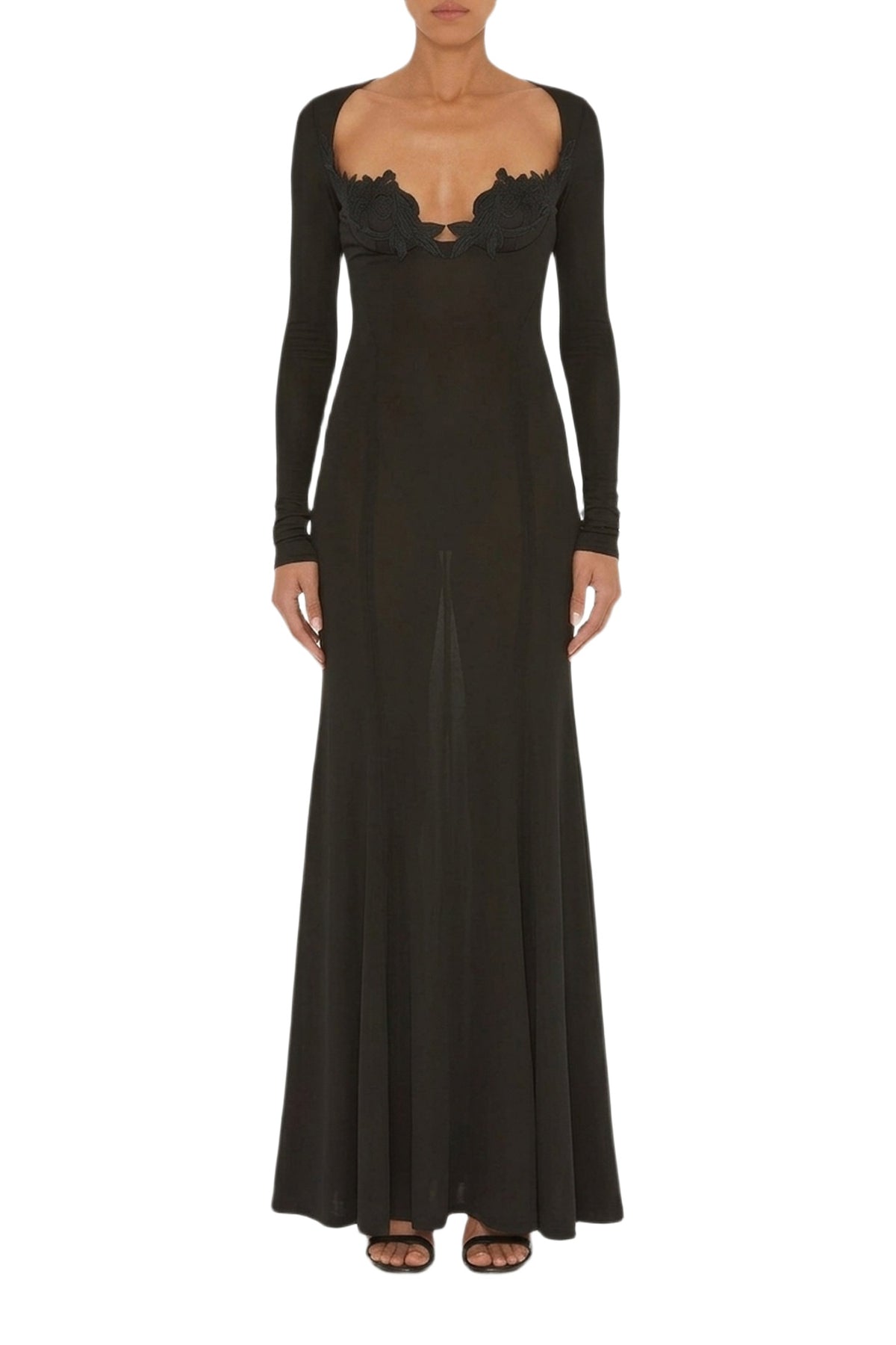 Robe longue bustier Lily Vine en satin - Black