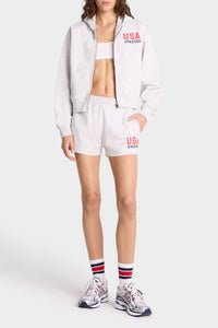 Sweat à capuche USA zippé - Heather Gray