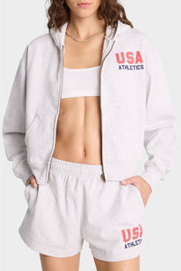Sweat à capuche USA zippé - Heather Gray