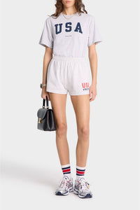 Short imprimé à taille élastique - Heather Gray