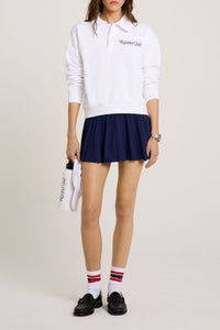 94 Racquet Club Cropped Polo - White & Navy & Red